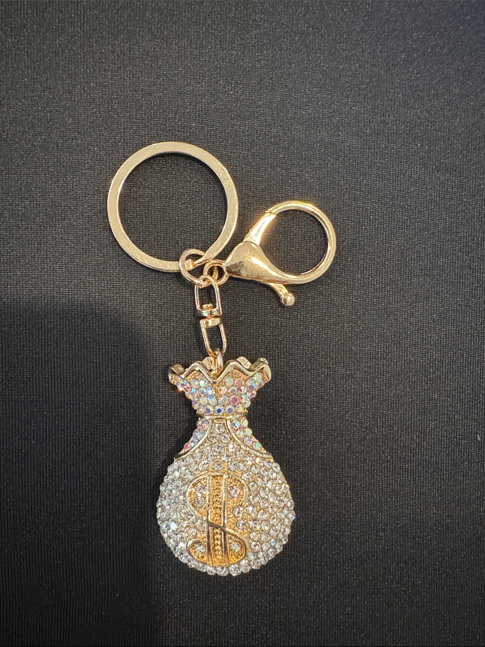 Source Unknown Gold Crystal Money Bag Key Holder